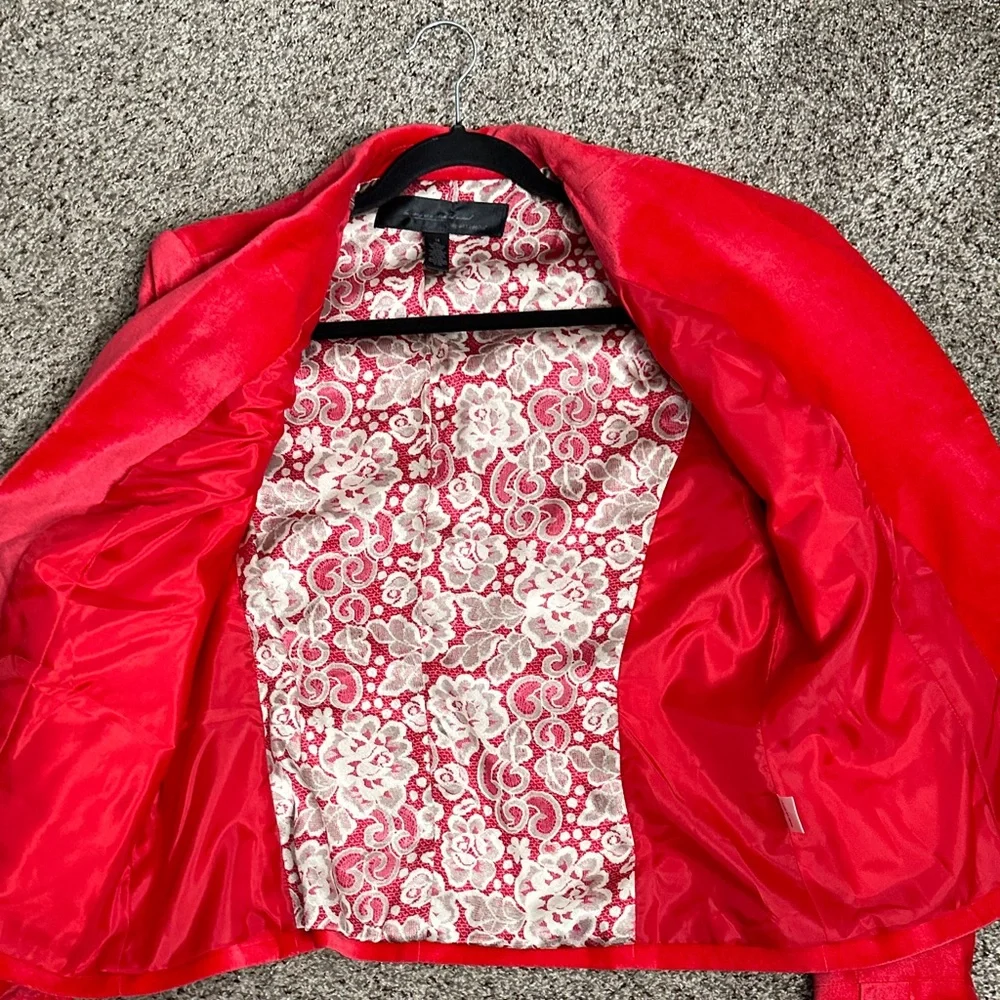 Apostrophe Red velvet Women's Blazer size 14 preppy holiday